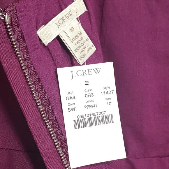 J.Crew Purple Sydney Cotton Cady Minimalist Cocktail Dress Pockets Womens 10 NWT - Picture 8 of 12